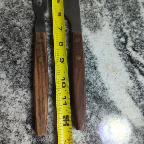 Vintage St. Regis Stainless Japan  Knife & Fork Set Wood Handles - Picture 7 of 7